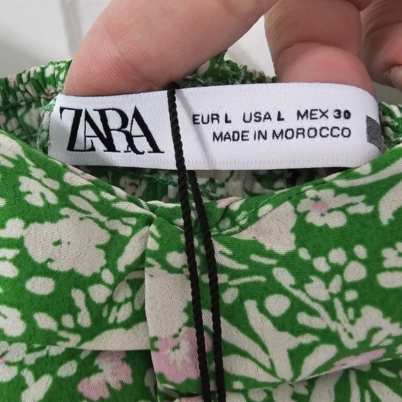 Zara 90s floral print green strappy split skirt maxi dress NWT Large - Picture 12 of 16